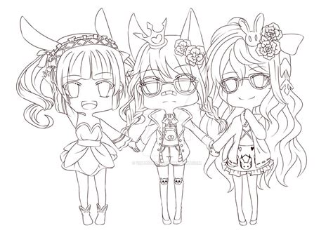 Group Chibi Lineart By Vibethany29 On Deviantart