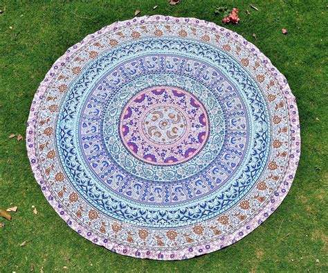 round indian handmade beach yoga mat rug hippy hippie mandala round