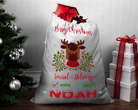 Personalized Santa Sack, Christmas Santa Sack, Santa bag, Santa Sack, naughty nice santa bag 