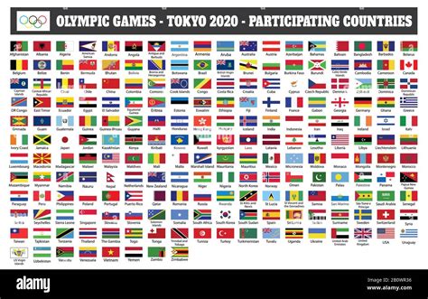 Olympic Games Tokyo 2020 Participating Countries Flags Stock Photo