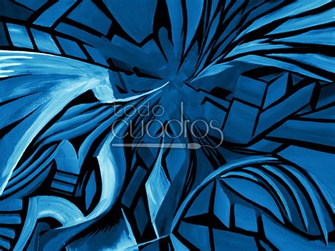 cuadro formas azules pintura abstracta de tonos frios