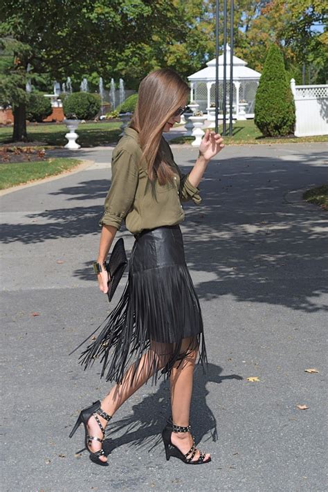 A Love Affair Fringe And Faux Leather Fringe Skirt Outfit Fringe