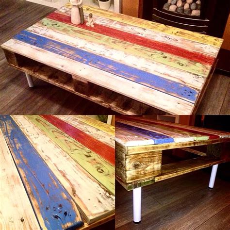 Coloured Pallet Table Painted Pallet Table Reclaimed Wood Coffee