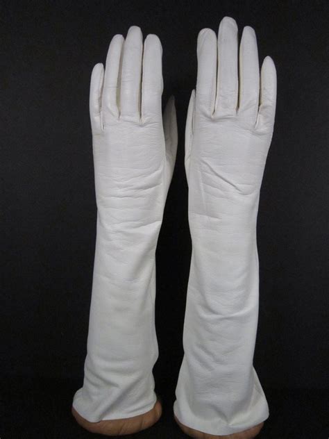 Sz6 12 Vintage White Kid Leather Gloves For Promdress 15 12