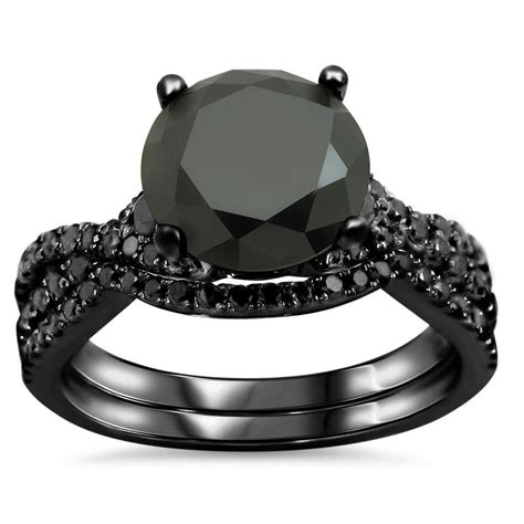 Shop 18k Black Gold 2 35ct Tdw Certified Black Diamond Engagement Ring