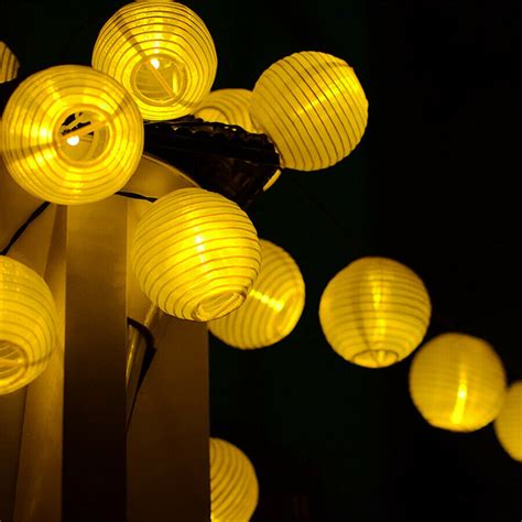 Led Solar Power Chinese Lantern Fairy String Lights Garden Festival