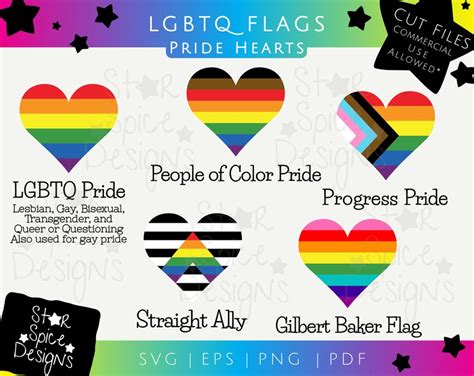LGBTQ Heart Flags Pride Printable Cut Files Etsy