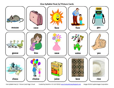 Testy Yet Trying Final S Free Speech Therapy Articulation Picture Cards