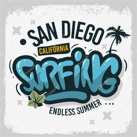 Premium Vector San Diego California United States Usa Surfing Surf
