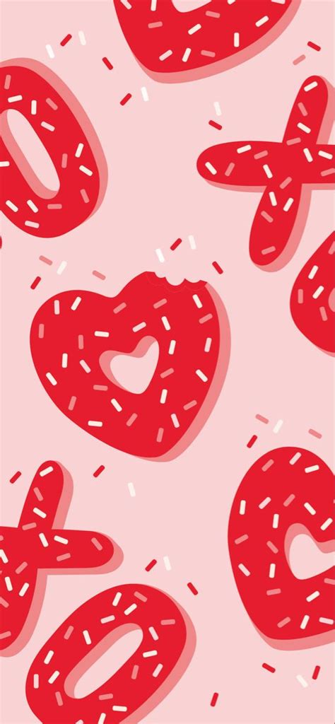 xoxo iphone wallpaper background valentine s day doughnuts sprinkles pink and red wallpaper