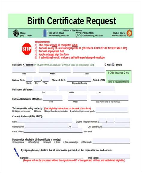 Letter Requesting Birth Certificate