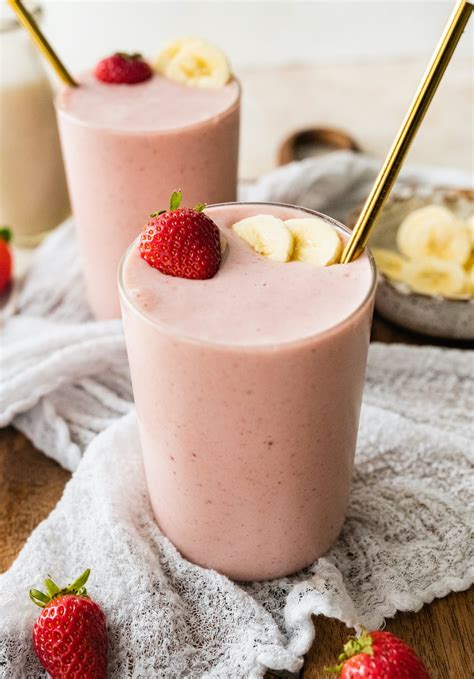 Strawberry Banana Protein Smoothie Eating Bird Food Healthy Eating