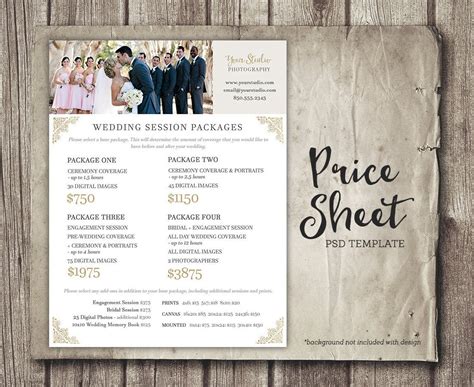In 2016 alone the average cost of a wedding in the u.s. Wedding Photography Price Sheet Price List Template