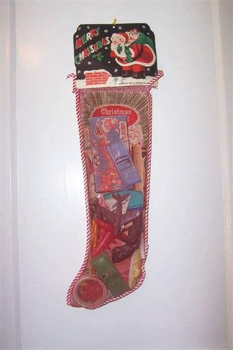 Stocking stuffers candy & gifts from oldtimecandy.com. 1950's Vintage Mesh Christmas Stocking Toys Games Filled ...