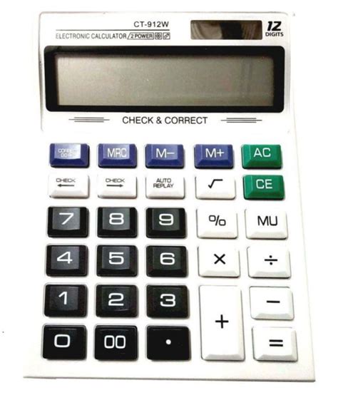 Emm Emm Ct 912w Electronic Dual Power Big Display Calculator With 12