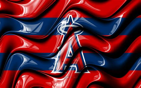 Download Wallpapers Los Angeles Angels Flag 4k Blue And Red 3d Waves