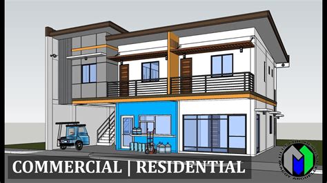 Two Storey Commercial And Residential Building Design Apartment Youtube