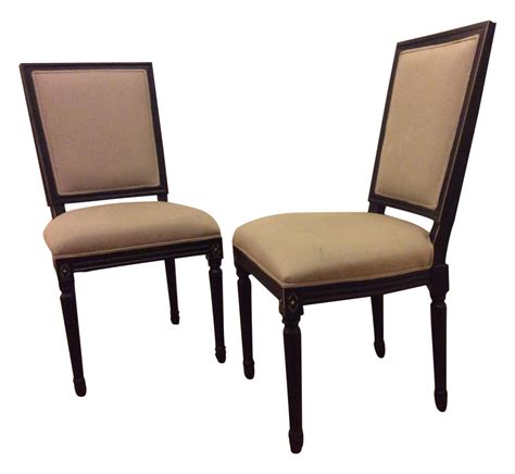 Horchow Wood Upholstered Dining Chairs A Pair Chairish