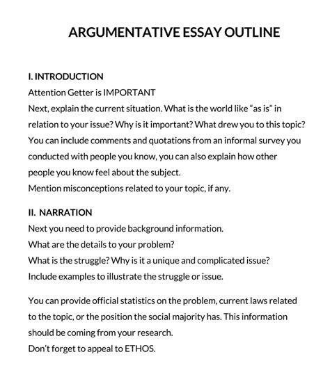 Argumentative Essay Outline Format 12 Best Examples