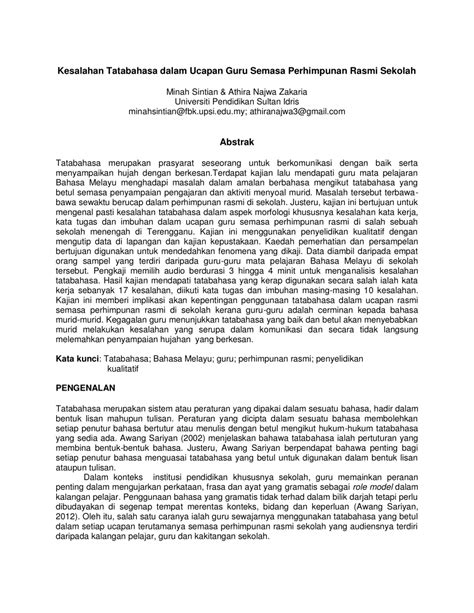 Perhimpunan rasmi skpu2 (atas talian) tema : (PDF) Kesalahan Tatabahasa dalam Ucapan Guru Semasa ...