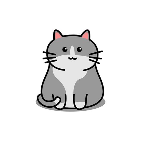 Premium Vector Cute Gray Cat Cartoon Isolated On White