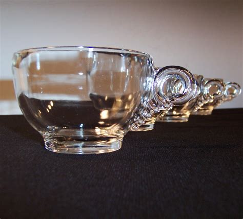 FOUR Hazel Atlas Glass Wing And Beaded Parti Ade Luncheon Snack From