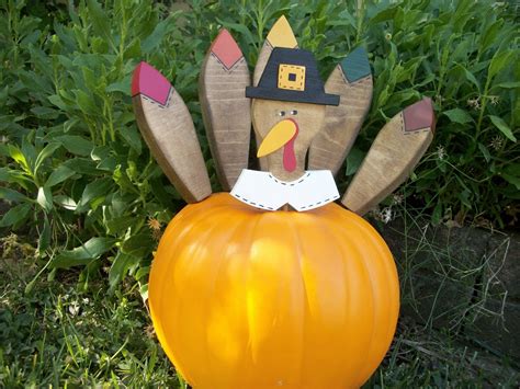 Large Turkey Pumpkin Pokes Thanksgiving Decor Pilgrim Turkey Etsy