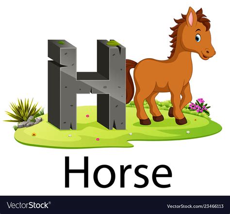 Cute Zoo Animal Alphabet H For Horse Royalty Free Vector