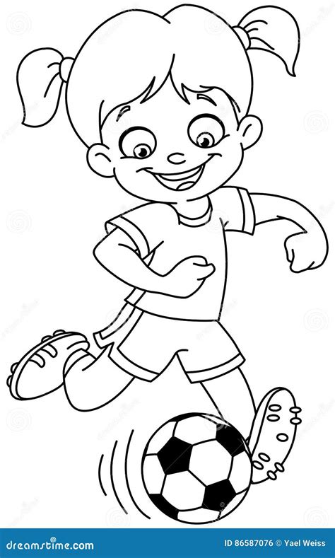 Outlined Soccer Girl Stock Vector Illustration Of Color 86587076