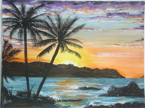 Tropical Sunset Painting By Jorge Luis Iniguez