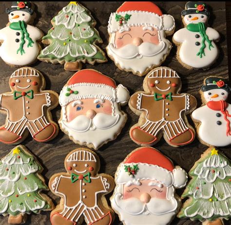 12 Christmas Cookies Santa Cookies Decorated Santa Cookies Etsy