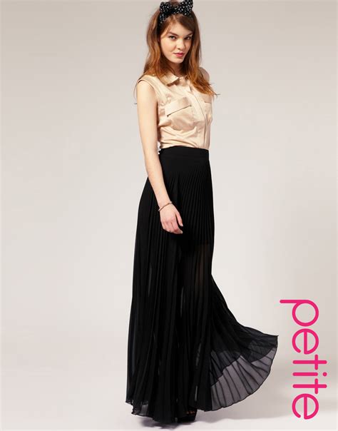 Lyst Asos Collection Asos Petite Pleated Maxi Skirt In Black