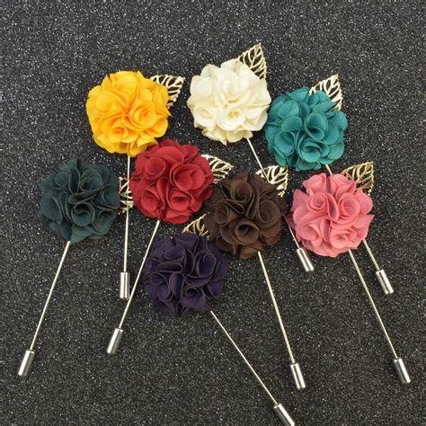 5 Pcs 9colors Handmade Wedding Suits Lapel Pin Flower Brooch For Men