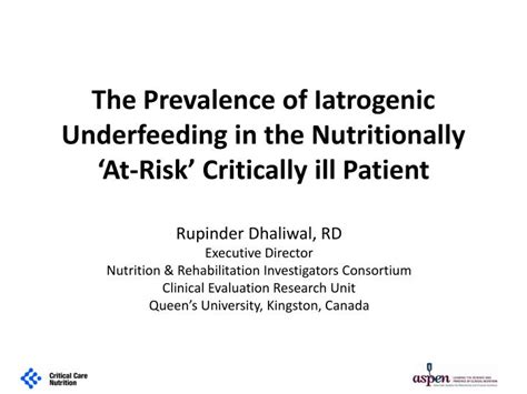 Ppt The Prevalence Of Iatrogenic Underfeeding In The Nutritionally