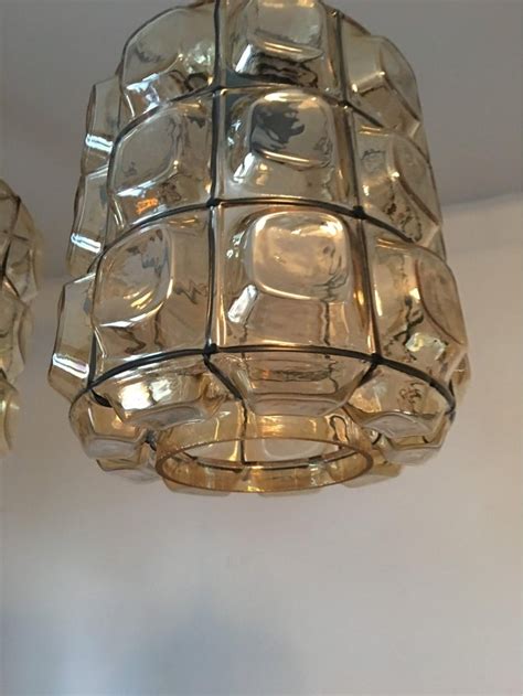 One Lovely Pair Of German Limburg Style Glass Pendant Lamps For Sale At