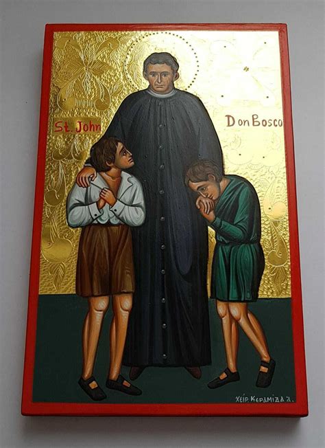 Hl Johannes Bosco Priester Ikone Handgemalt Gold Icon Icone Stjohn