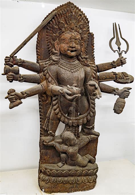 Bhairav With Attributes Nepal Wood Sculptures Nmn