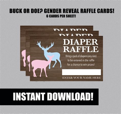 Diaper Raffle Buck Or Doe Gender Reveal Tickets Instant Etsy