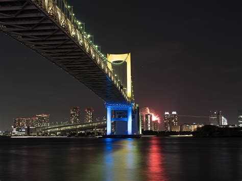 Asma Köprü Köprü Gece şehir Defne Tokyo Japonya Hd Masaüstü Duvar