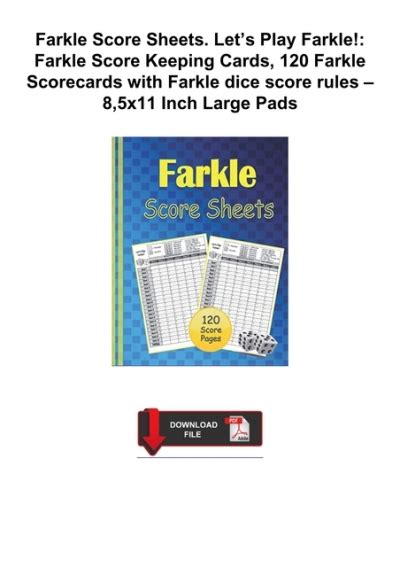 Farkle Score Sheets Lets Play Farkle Farkle Score Keeping Cards 120