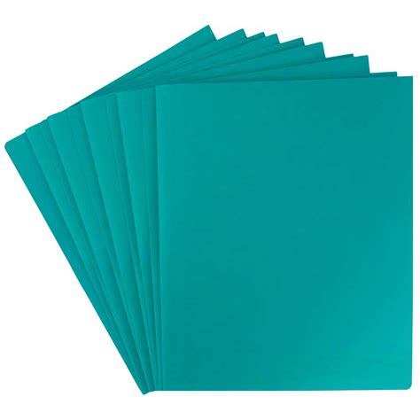 Jam Heavy Duty Plastic Two Pocket Presentation Folders Teal Blue 6