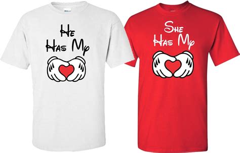 Cute He She Has My Heart Disney Couple Shirts Mickey Minnie Etsy