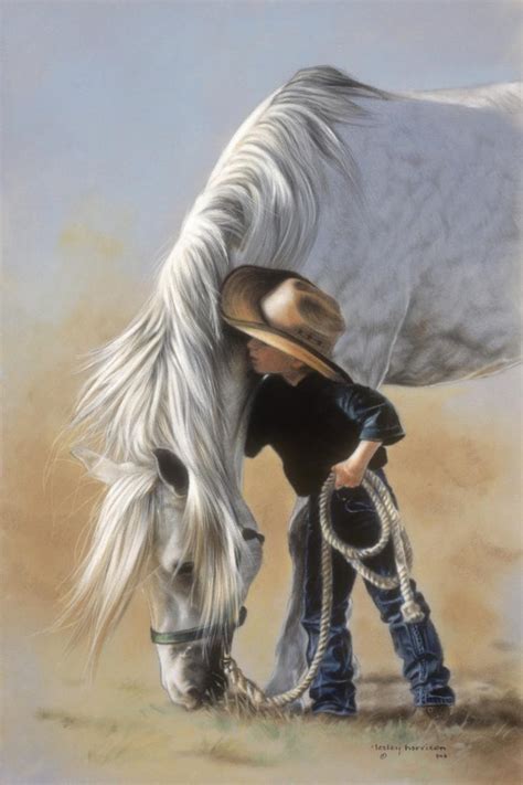 Little Whispers Boy And Horse Child Cowboy Western Theme Art Print Wall