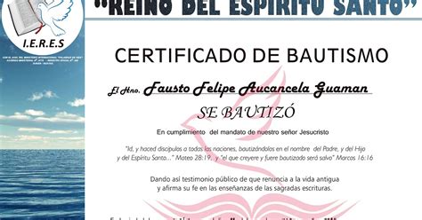 Certificado De Bautismo En Agua Plantilla Psd │ Graficos Global