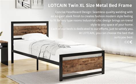 Lotcain Twin Xl Size Platform Bed Frame With Headboard