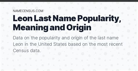 Leon Last Name Popularity Meaning And Origin