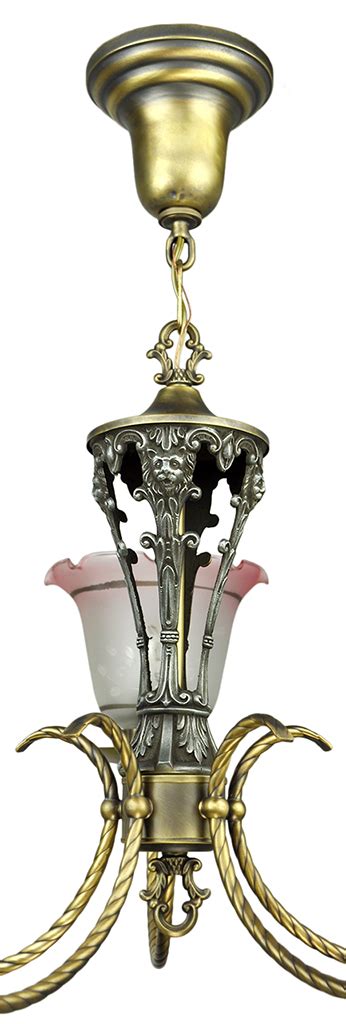 Aged brass and antique brass lights for traditional period homes. Edwardian Chandelier 5 Arm Ceiling Light Fixture Circa ...
