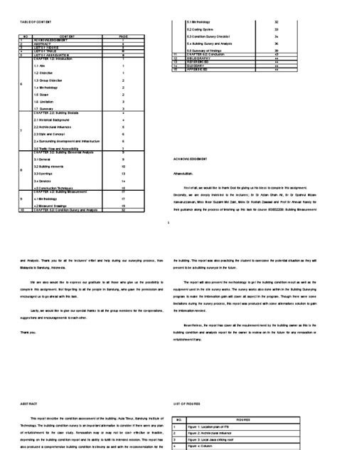 Aula Timur Building Condition Survey Report 1 Pdf Surveying Business