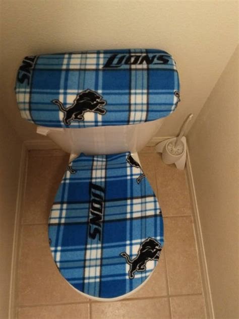 Detroit Lions Plaid Fleece Fabric Toilet Seat Cover Set Etsy