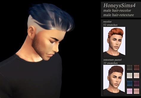 Jenn Honeys Sims 4 Male Hair Recolor 53 Swatches Male Hair Sims 4 Hair